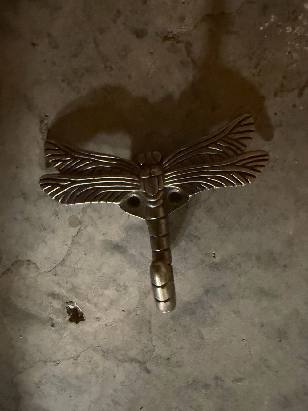 Decorative Dragonfly Wall Hook in Antique Brass